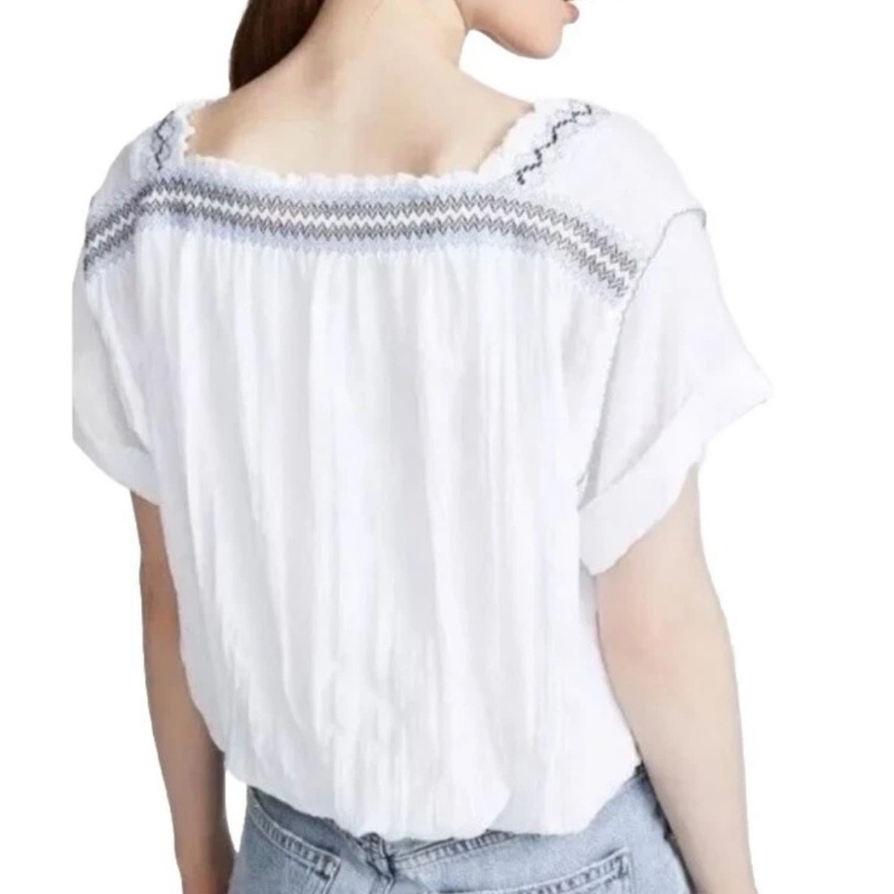 Free People Wandering Skies Cropped Bubble Blouse - Picture 3 of 7